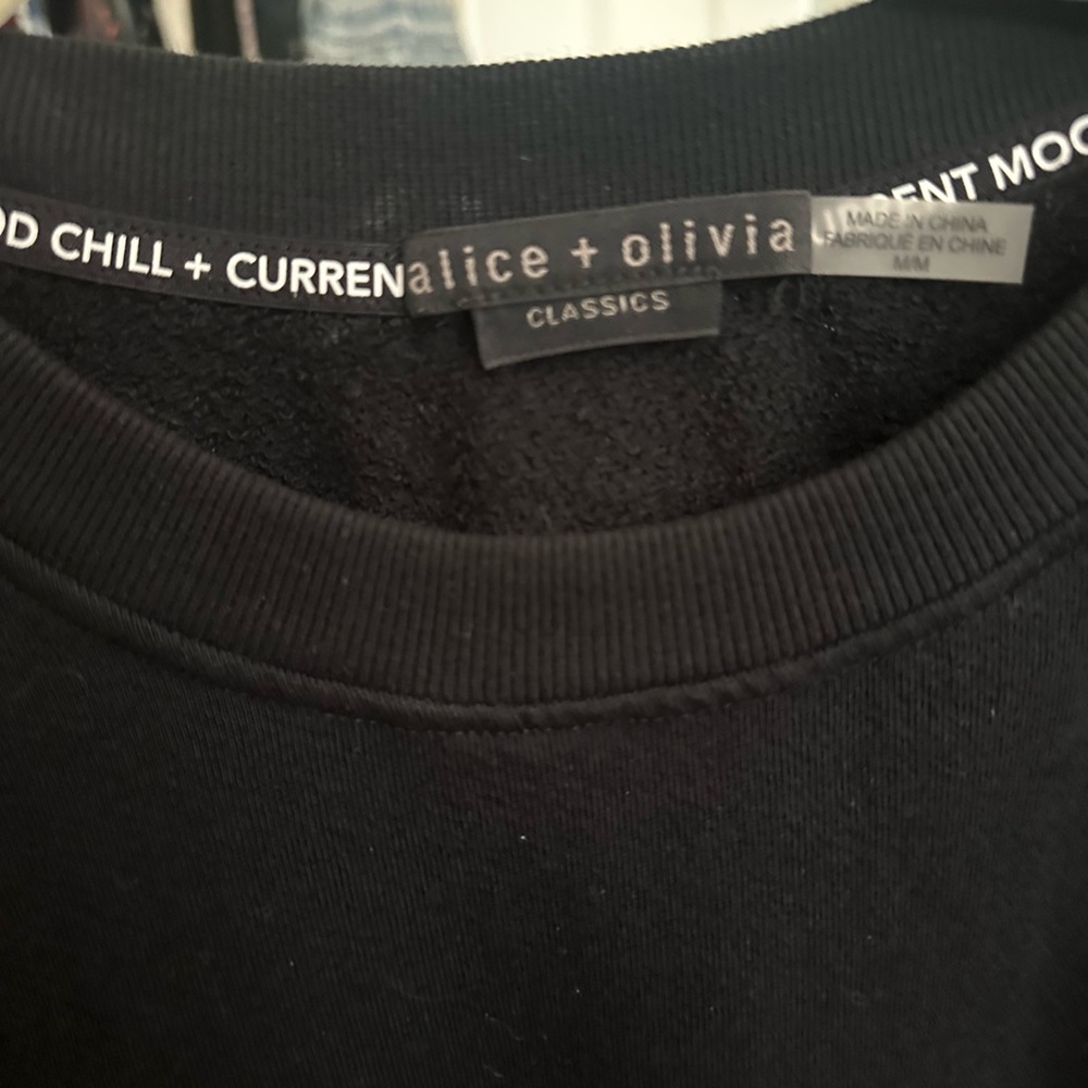 Alice and Olivia short sleeve crop sweatshirt with ruffle sleeves